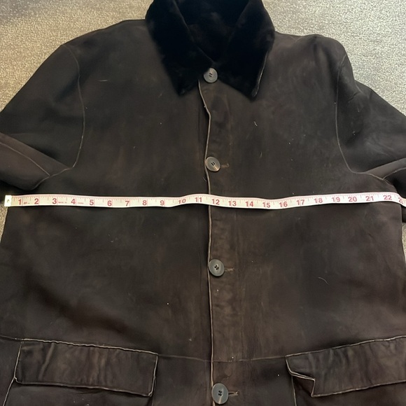 Vintage Cole Haan Country Brown Leather and Fur Coat Men’s Size Large - Picture 14 of 16